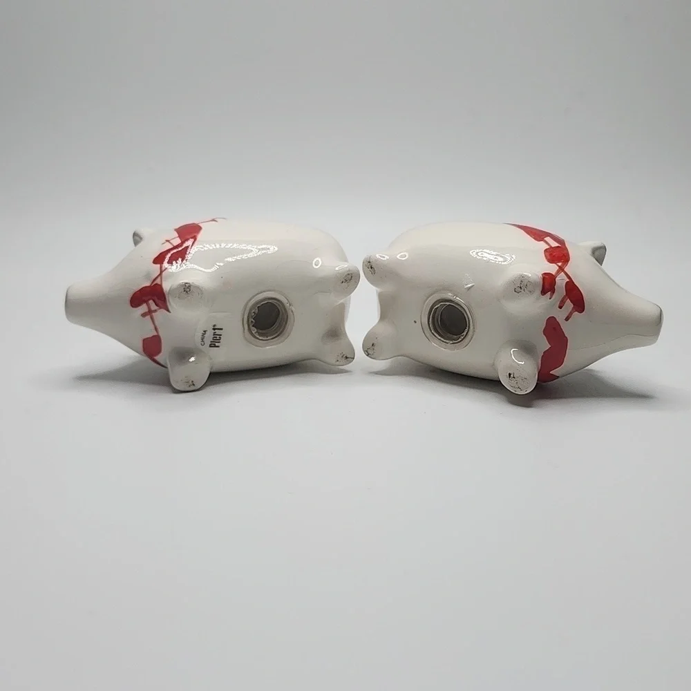 Pier 1 Pig Salt and Pepper Shakers Red & White